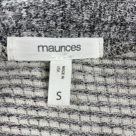 Maurices Grey Stripe 3/4 Sleeve Open Cadigan - Picture 2 of 5